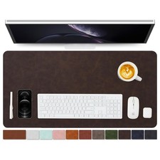 Distressed Leather Desk Mat - Non-Slip PU Desk Pad for Office and Home - Desk...