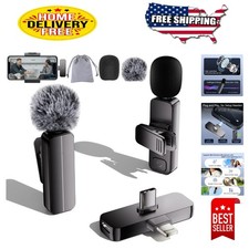 2-Pack Wireless Mini Lavalier Microphone with USB-C  Lightning Compatibility