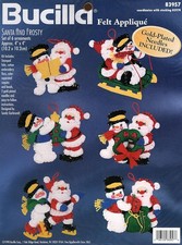 Santa  Frosty Bucilla Felt Christmas Ornament Kit 83957 New Unopened