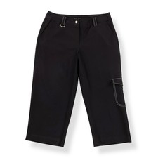 Larry Levine Pants Women Size 12 (32x21) Black Crop Wide Trouser Y2K Career