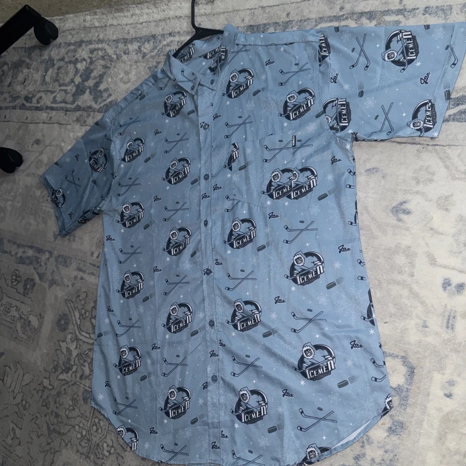 Camisa Jacksonville Icemen ECHL Hockey Cuello Manga Corta Decoración Invierno Foto 2 de 4