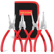 Snap, Pliers Set 4pc 7in Internal External Straight Bent Heavy Duty