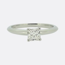 Tiffany & Co. 0.66 Carat Princess Cut Diamond Solitaire Ring
