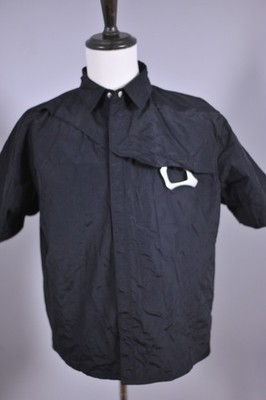 HELIOT EMIL Carabiner Short Sleeve Nylon Tech Snap Front Shirt Black Men's 46