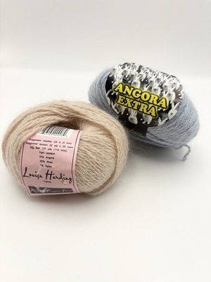2 Skeins DK 70% Angora Yarn ~ Pale Blue and Pink ~ 125 Yrd Each, Italy Baby READ