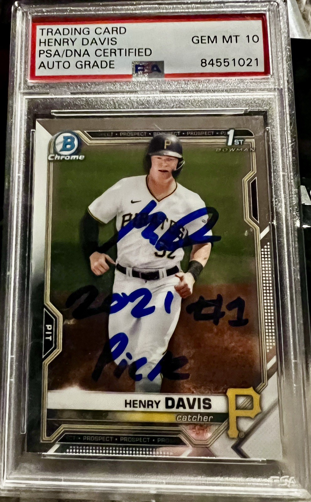 Henry Davis 2021 Bowman Draft Chrome Auto "1st Overall Pick" BDC-48 PSA/DNA 10