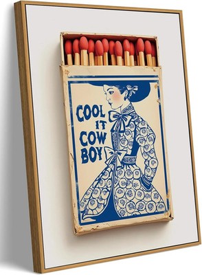 Framed Western Cowgirl Wall Art Cool It Cowboy Matchbook Canvas Art Prints Trend