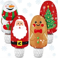 4 Pieces Christmas Plant Cover Santa Freeze Protection Plant Pot Cover Outdoo...