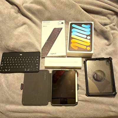 Apple iPad mini 6th Gen Bundle: Pencil, Keys-To-Go Bluetooth, Cases