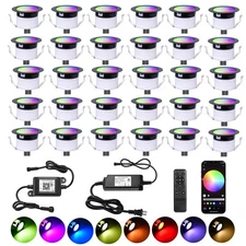 Deck Light RGBW 30 Pack, Φ1.22 Inches RGB/Warm White Light WiFi Control, LE