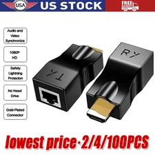 4K 1080P HDMI Extender to RJ45 Over Cat 5e/6 Network LAN Ethernet Adapter LOT