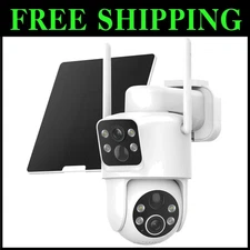 Wireless Dual Lens Cameras - 2.4GHz WiFi, Solar Powered