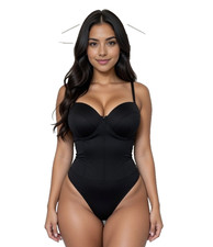 Black Bodysuit Haute Monde Padded Bra L New Zipper Back