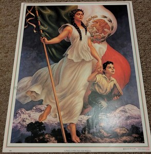 JESUS HELGUERA Artwork Restaurant calendar poster La Patria Y El Nino Mexico