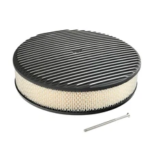 14"x3" Round Aluminum Full Finned Air Cleaner Kit w/ Element For Chevy Ford