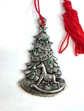 Avon Pewter Ornament 2013, Christmas Tree with green gems