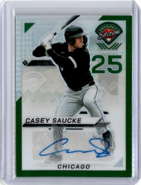 2025 Panini Prospect Edition #65 Casey Saucke Green Prizm Auto