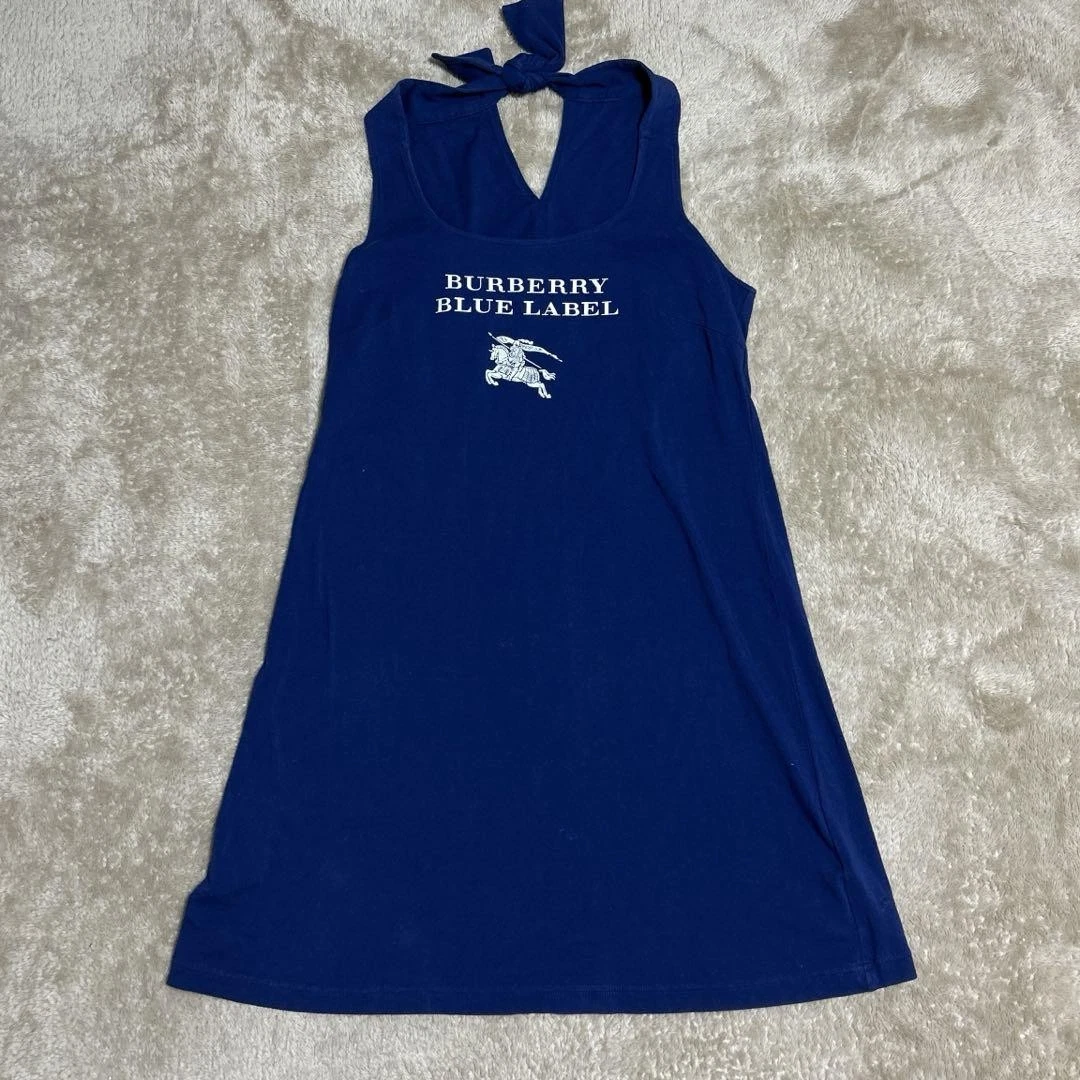 Mini abito Burberry blu porta etichette collo blu us 79 cm 39