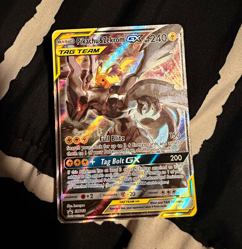 Pokemon TCG Pikachu & Zekrom GX SM168 Sun & Moon Full Art Holo Promo 240 HP