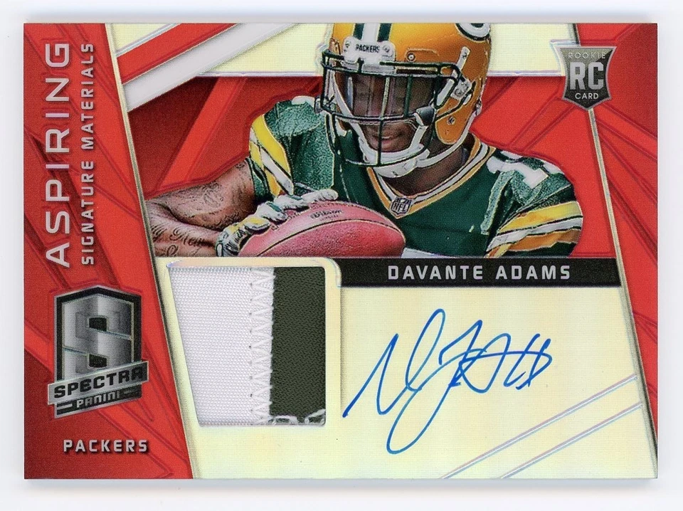 2014 Spectra Davante Adams Aspiring RPA RC Auto Patch Red Prizm /4 Packers - Image 4 of 4