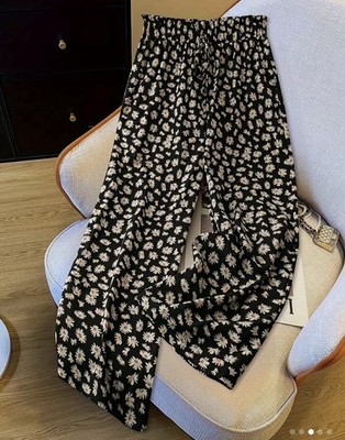 Women's Wide Leg Pants Summer Thin Ice Silk Tie Dyed Pants Loose Casual Pants