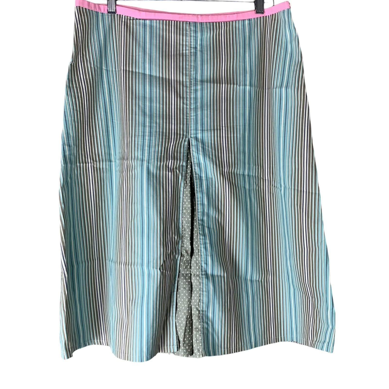 Judith LaCroix Size 44 Skirt Striped Blue White A Line Knee Length Womens