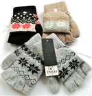 Warme Handschuh Halbfinger mit Klappe mit Angora -Unisex Damen Teenager