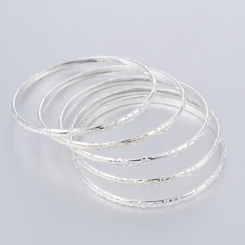 5Pcs 925 Silver Carving Cuff Bracelet Bangle Jewelry Sets For Women Lady Gift UK - Picture 9 of 11