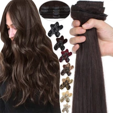 Super Thick 170G Clip In 100% Remy Real Human Hair Extensions Full Head Long US