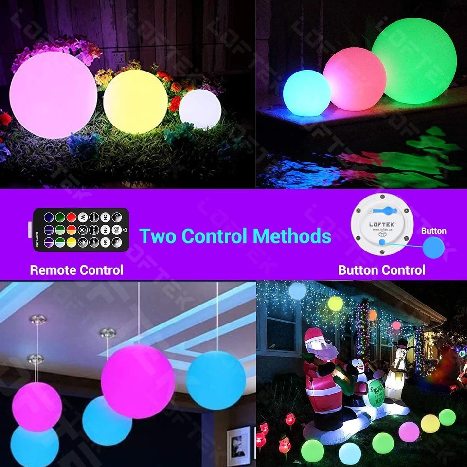 Floating LED Pool Light, RGB Globe w/ Remote & Handle, Waterproof Lamp - Image 4 of 4