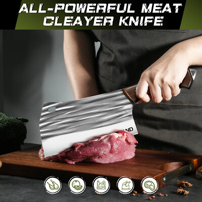 7in Meat Cleaver Chef Knife with Sheath Butcher Knife Chopping Knife Heavy Duty