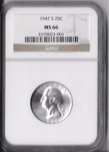 1947-S NGC graded MS-66 Washington Quarter