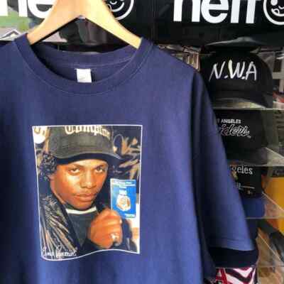 Vtg Eazy E (NWA) Ernie Paniccioli Passport Photo Blue Tee - Size Men s XXL