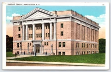 Postcard Manchester New Hampshire Masonic Temple Posted 1936