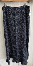 Liz Claibone Skirt Women 16 Liz Sport NEW A Maxi Navy Blue Floral Tencel Lyocell