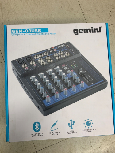 Gemini - GEM-08USB - 8 Channel USB Bluetooth Mixer for Podcast Recording