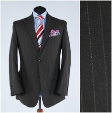 Mens Striped Blazer 42R UK Size PIETRO GONZALLO Brown Sport Coat Jacket