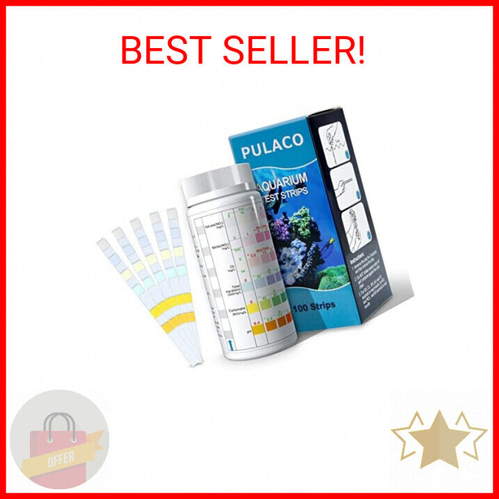 PULACO 6-in-1 Aquarium Test Strips 100ct for Fresh & Saltwater Tanks