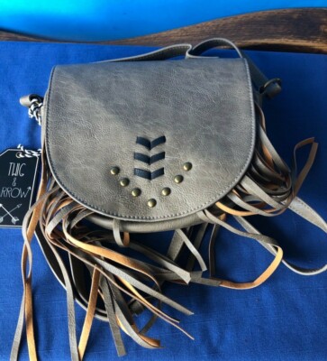 NWT, Twig And Arrow Fringe Saddle Cross Body Bag; Brown, 9