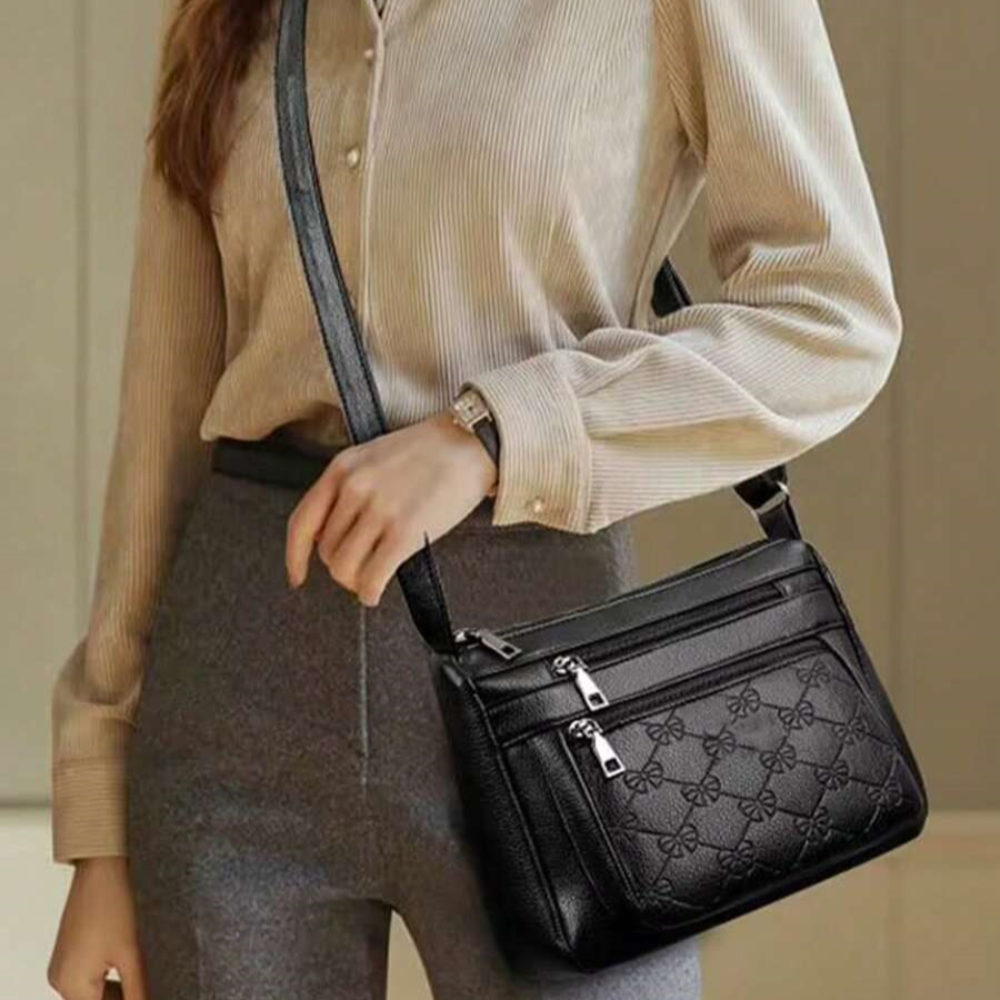 New Multi-Layer Soft Leather Crossbody Shoulder Bag for Middle-Aged Women Mother
