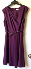 Calvin Klein Dress 8 Purple Sleeveless Lined Round Neck Zip