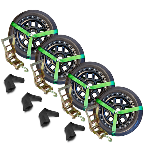 4-Set (12 Total) With Ratchets & J-Hooks - Tow Truck Tie Downs - Foto 6