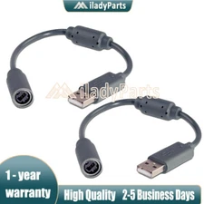 2x USB Breakaway Dongle Cable Cord Adapter For Xbox 360 PC Wired Controller