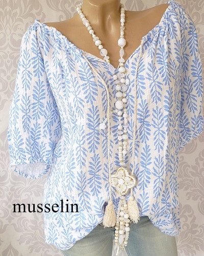 36 38 40 42 44 carmen Bluse Tunika musselin Ausschnitt zum binden neon GELB - Bild 4 von 6