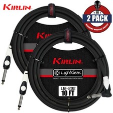 2-PACK Kirlin LGI-202 10FT 1/4" Straight - Right Angle Guitar Instrument Cable