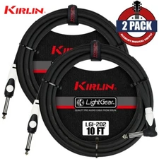 2-PACK Kirlin LGI-202 10FT 1/4" Straight - Right Angle Guitar Instrument Cable
