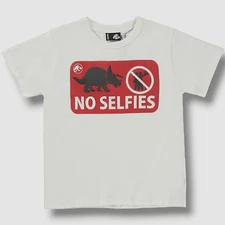 $50 Molo Boy's White Jurassic World No Selfies Graphic T-Shirt Size 6