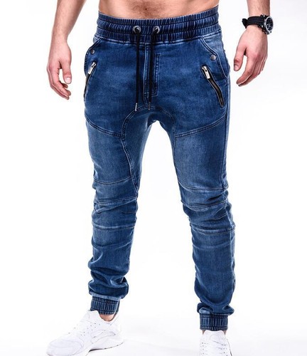 New Men's Stretch Jeans Casual Washed denim pant Elastic waist Trousers Fashion - Picture 3 of 9
