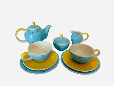Whittard of Chelsea Easter Tea Set Childrens Hand Painted Ceramic Polka Dot READ