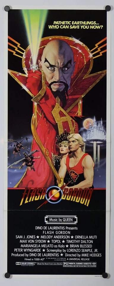 Flash Gordon - original movie poster - 14x36 1980 Insert Sam Jones Max Von Sydow